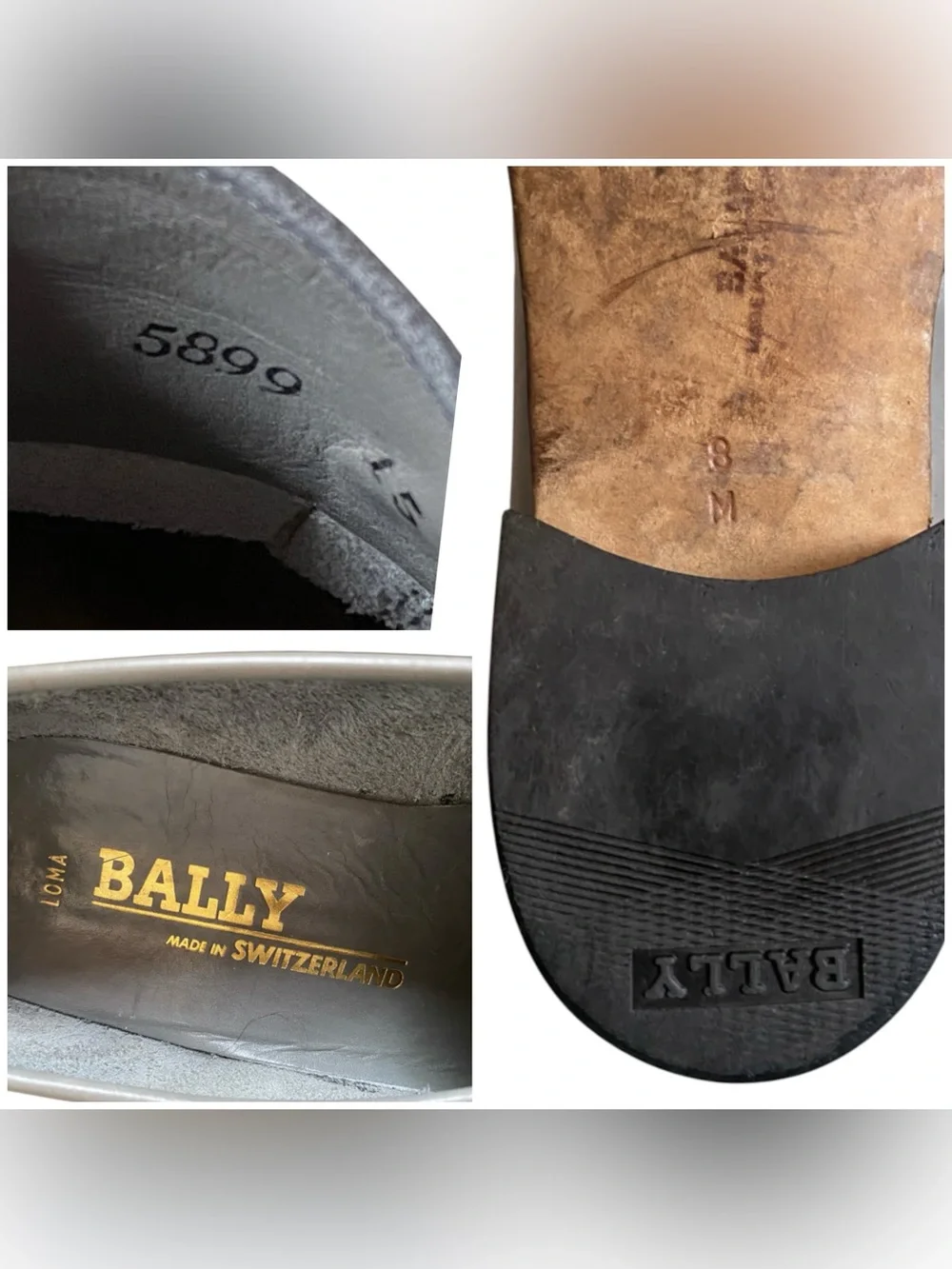 Bally men’s Loma gray leather loafers Made in Switzerland